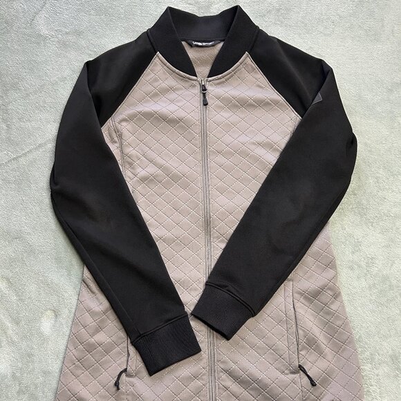 The North Face Jacket Womens Small Quilted Gray Black Full Zip Running Outdoors - Picture 1 of 15